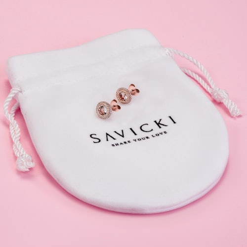 Kolczyki Savicki: różowe złoto, morganity, diamenty